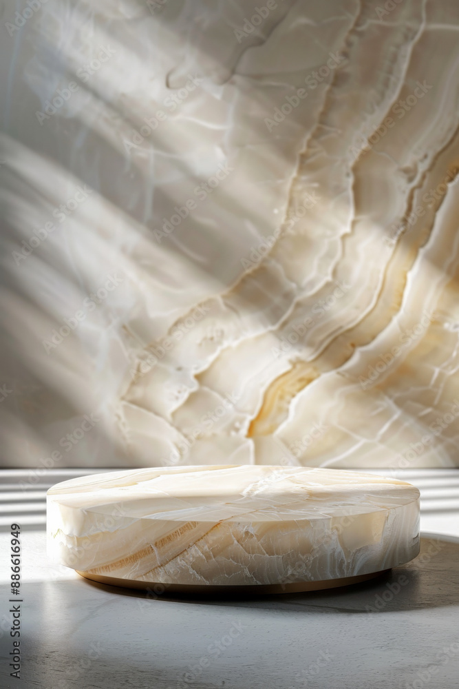 custom made wallpaper toronto digitalPolished onyx stone podium for product presentation on a sleek, modern background with metallic elements