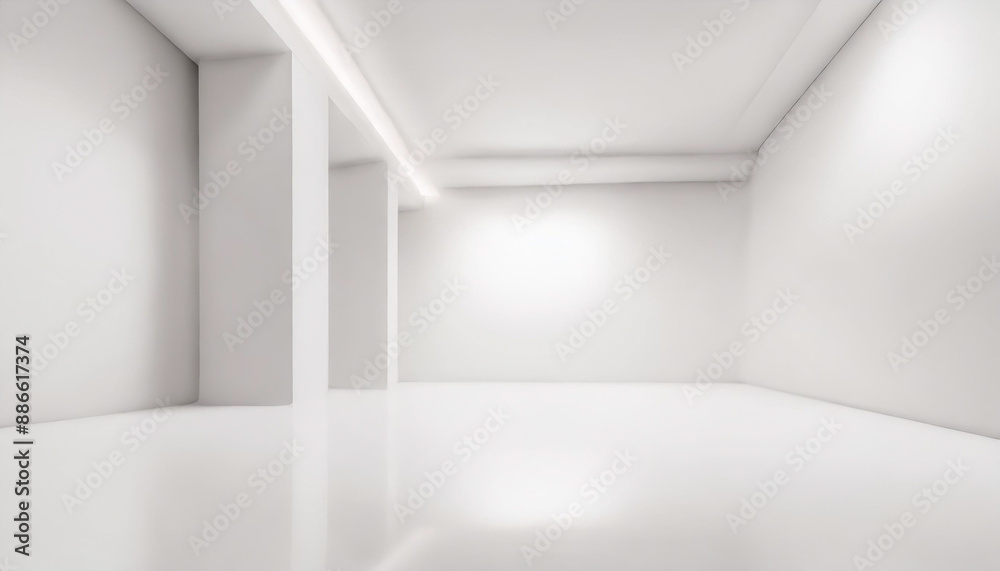 White studio room template on empty background with modern concept. Product display backdrops for design. 3D rendering, White studio room template on empty background with modern concept. Product display backdrops for design. 3D rendering,
