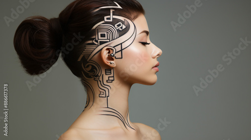 woman helix crazy head tattoo