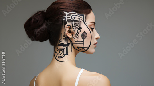 woman helix crazy head tattoo