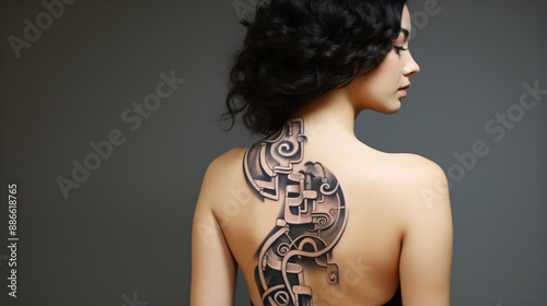 woman helix crazy head tattoo