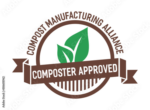 Composter approved icon. Recycle packaging - Label . Eco, Bio product. Eco friendly compostable material production - environment protection emblem. Home compostable products