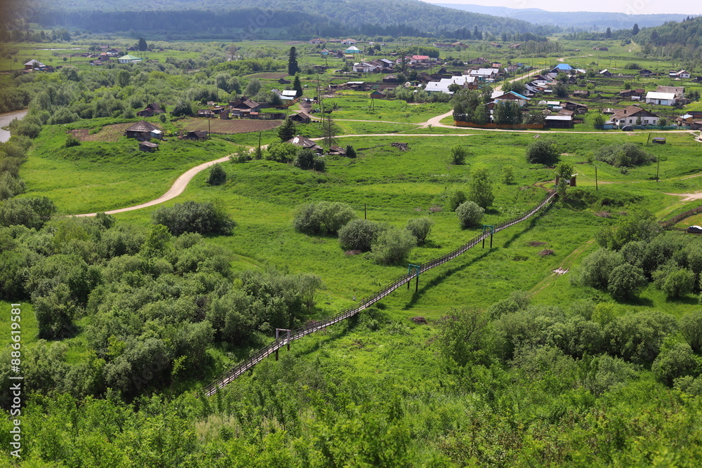 Obraz premium Top view on Suenga village in the Maslyaninsky District of the Novosibirsk Region