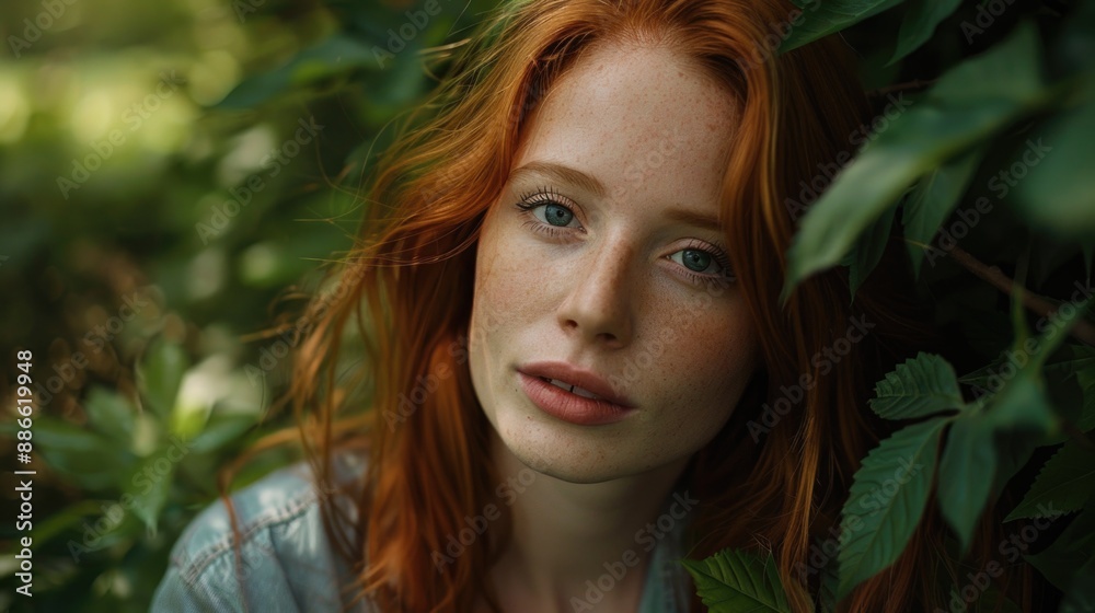 Portrait of a woman with bright red hair, isolated on a white background Portrait of a woman with bright red hair, isolated on a white background
