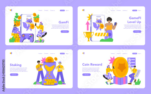 GameFi. Flat Vector Illustration