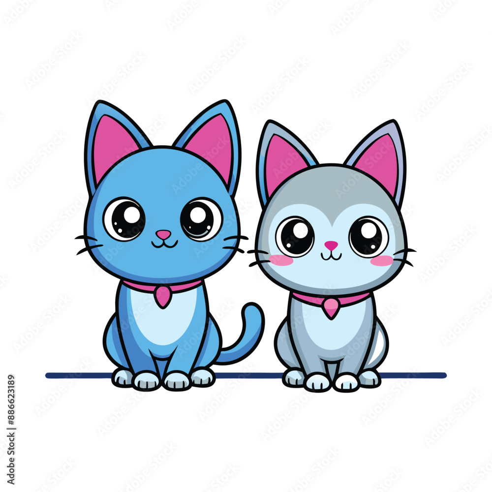 Two Cute Cartoon Cats Vector Art, Icons, Graphics for Free Download Two Cute Cartoon Cats Vector Art, Icons, Graphics for Free Download