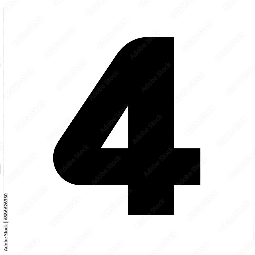 Isolated black and white vector illustration of symbolic number 4 on white background. Isolated black and white vector illustration of symbolic number 4 on white background.