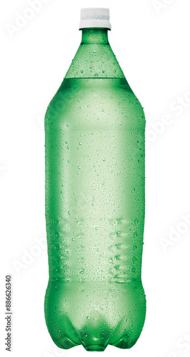 Garrafa PET sem rótulo com gotas de água isolado em fundo transparente - garrafa de plástico