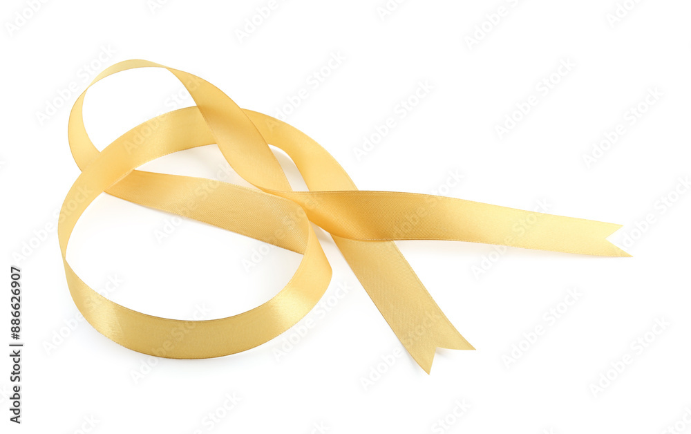 One beautiful light yellow ribbon isolated on white One beautiful light yellow ribbon isolated on white