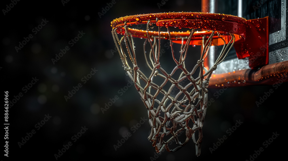 Realistic Depiction of a Basketball Hoop with the Net Swaying to the Right Realistic Depiction of a Basketball Hoop with the Net Swaying to the Right