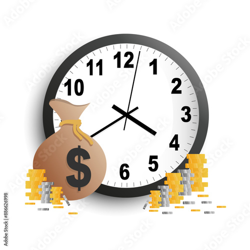 Time is money. Vector illustration.