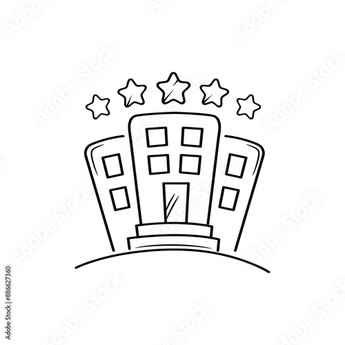 Hotel or hostel doodle icon. Vector hand drawn sketch illustration.