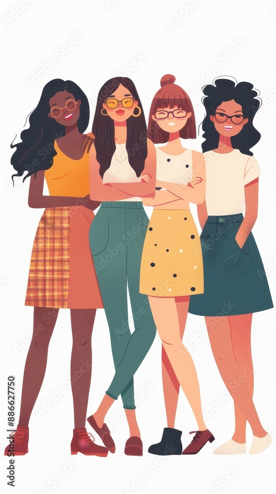 Obraz premium Four Diverse Friends