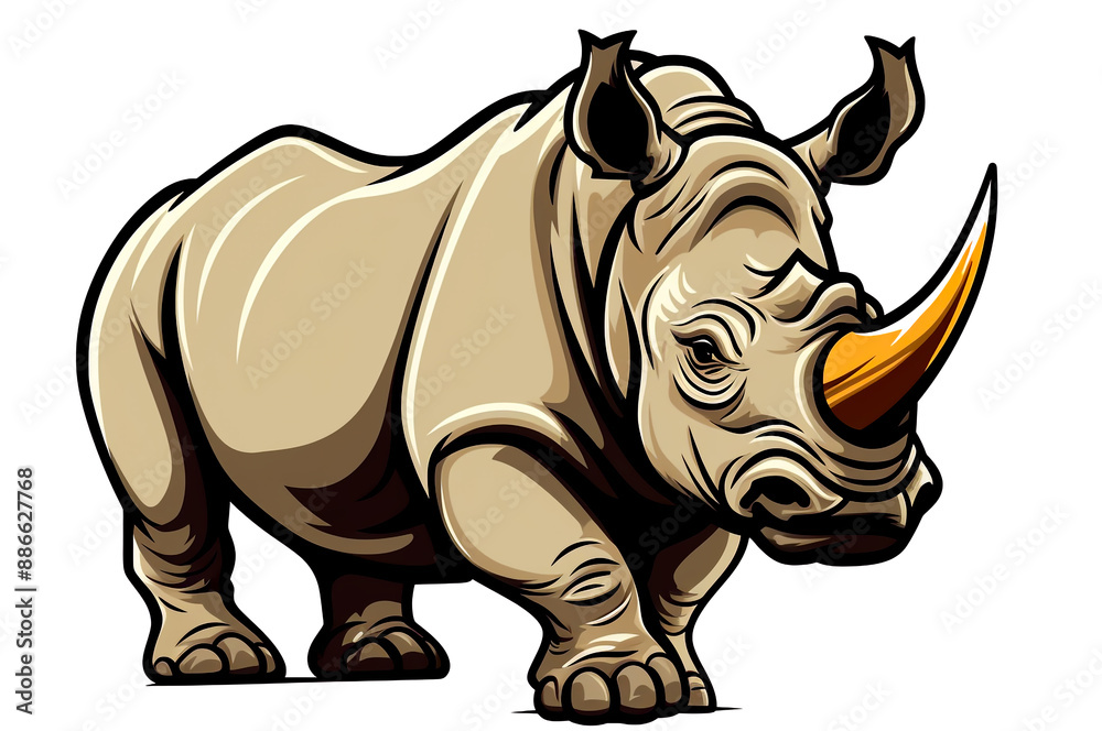 Fototapeta premium Rhino drawing, white background
