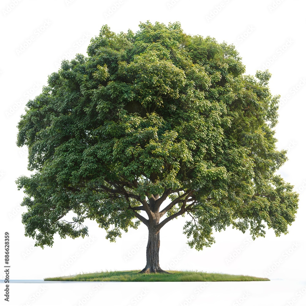 Fototapeta premium Conceptual tree with geometric shapes and vibrant textures, isolated.