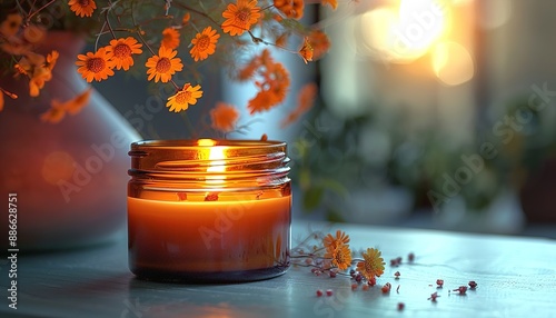 christmas candle on the table