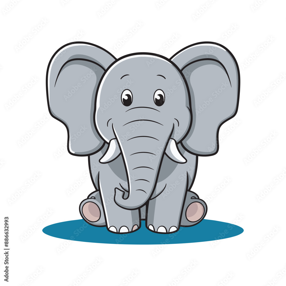 Naklejka premium Cute Baby Elephant Outline for Coloring, Baby Elephant Coloring Page Outline