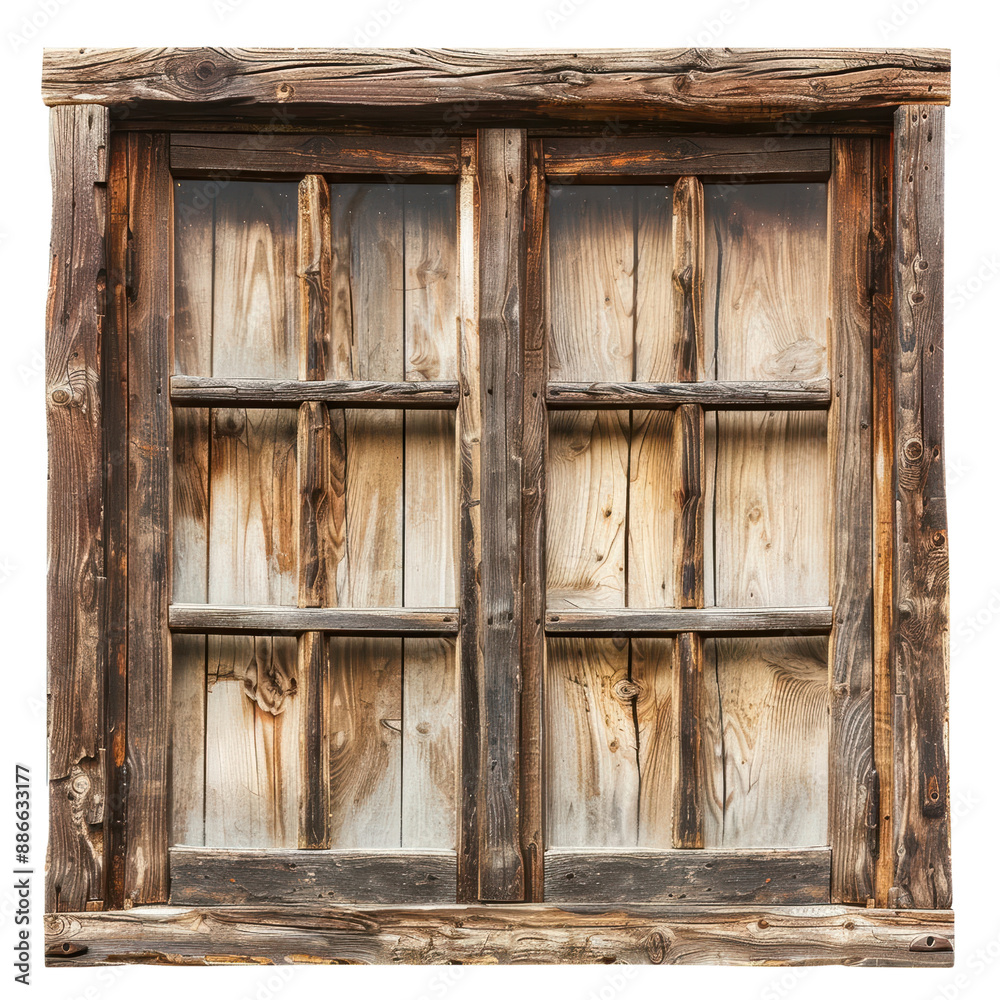 Rustic Wooden Window with Multiple Panes Rustic Wooden Window with Multiple Panes