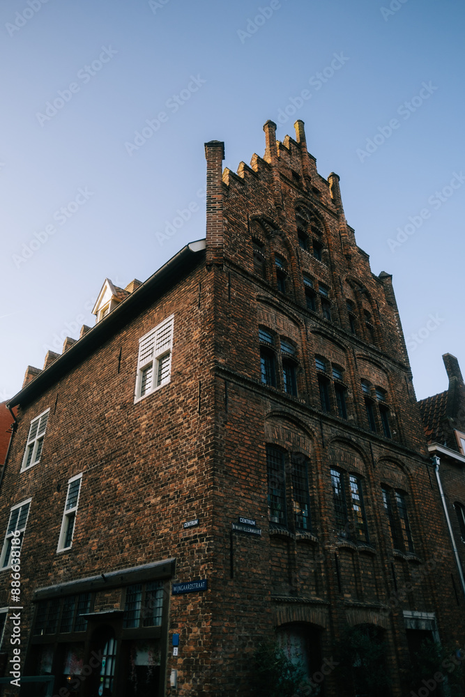 Beautiful architecture of Old houses in historical centrum in Venlo. Venlo, Netherlands. 8 April 2024 Beautiful architecture of Old houses in historical centrum in Venlo. Venlo, Netherlands. 8 April 2024