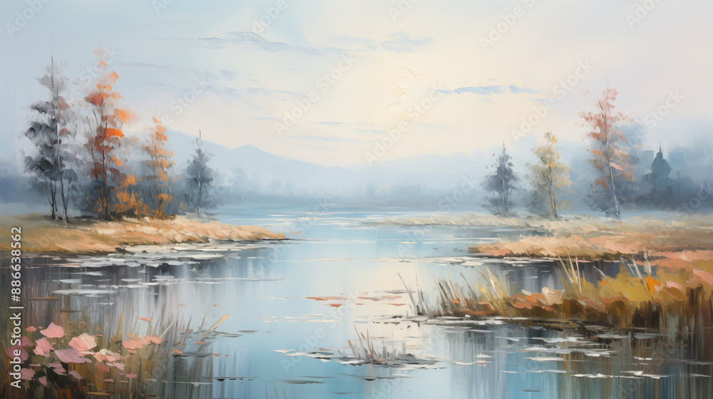 Fototapeta premium Nature Oil Painting, Abstract Image, Texture, Pattern Background, Wallpaper, Smartphone Cover and Screen, Cell Phone, Computer, Laptop, 9:16 and 16:9 Format