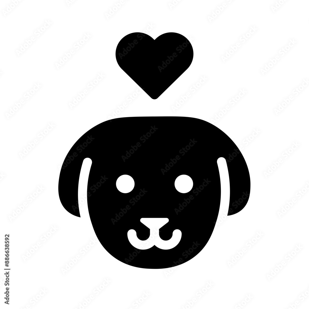 Fototapeta premium Dog Face with Heart Fill Icon - Minimal, Clean and Elegant interface icon, Suitable for Web, UI and Mobile Application