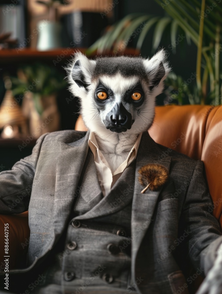 Obraz premium Lemur in suit and tie