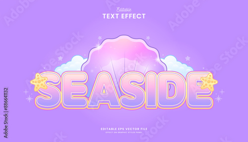 decorative editable cute seaside shell text effect vector design