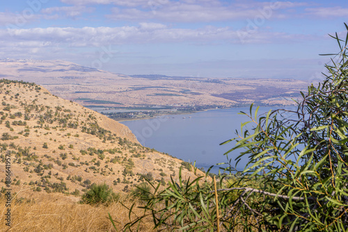 Cuadro en lienzo The Galilee region, the Sea of Galilee, and the Golan Heights, conflict zone between Israel and Syria