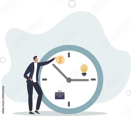 Turn back time to change or fix mistake, inevitable failure or urgency closed to deadline concept.flat design.illustration with people.