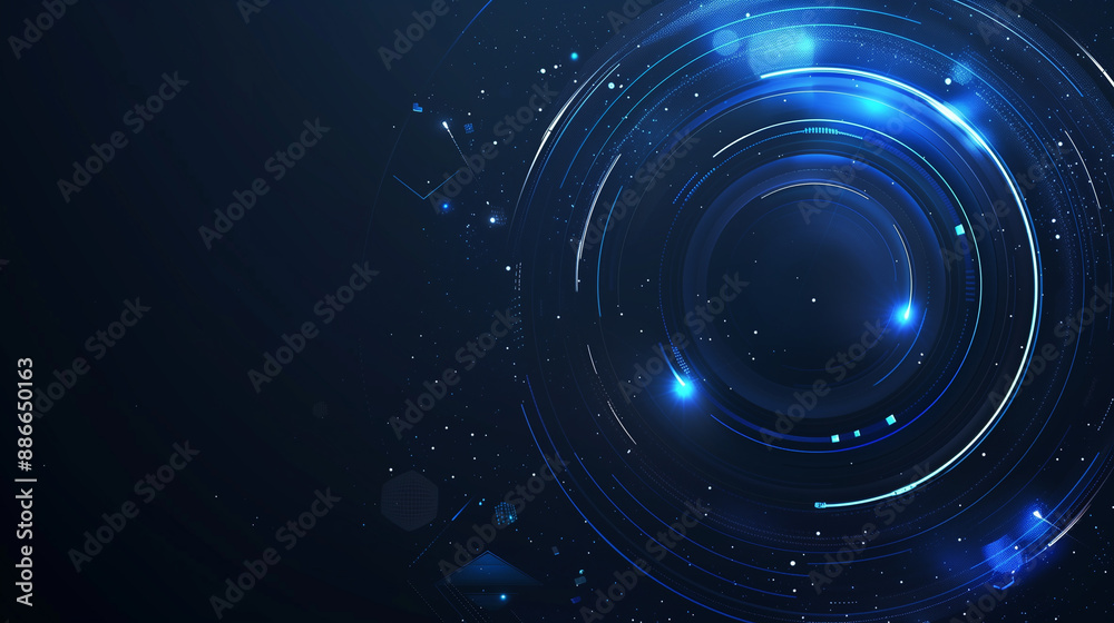 Futuristic Blue Technology Background with Circular Digital Elements Futuristic Blue Technology Background with Circular Digital Elements