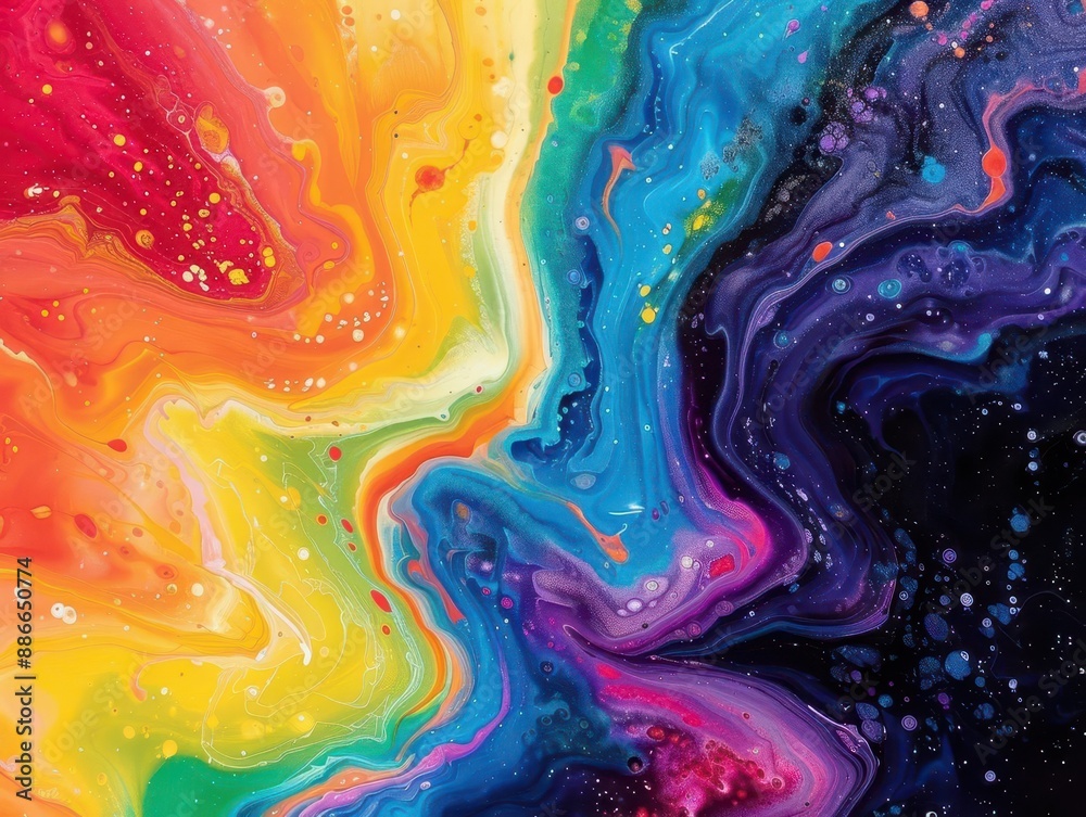 swirling abstract masterpiece vibrant acrylic paint creates mesmerizing rainbowhued cosmic dance swirling abstract masterpiece vibrant acrylic paint creates mesmerizing rainbowhued cosmic dance