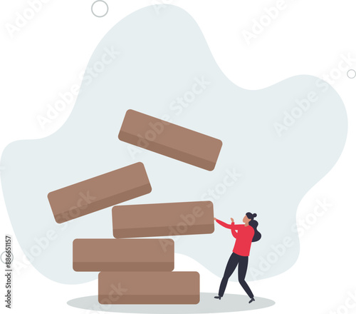 Investment risk, failure or mistake for greedy decision, business strategy to be careful and balance on instability and uncertainty concept.flat design.illustration with people.