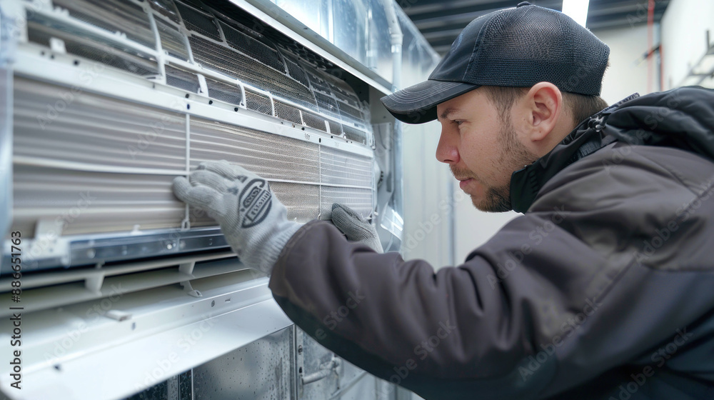Maintaining Air Quality: Technician Cleaning Cassette Air Conditioner Filters for Efficiency Boost Maintaining Air Quality: Technician Cleaning Cassette Air Conditioner Filters for Efficiency Boost
