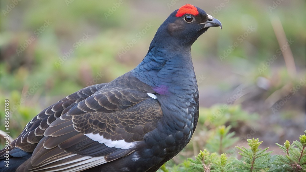 Portrait of a Gorgeous lekking black grouse (Tetrao tetrix). Portrait of a Gorgeous lekking black grouse (Tetrao tetrix).