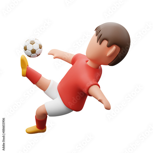 Overhead kick 3d illustration