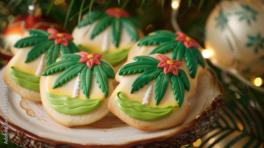 Fototapeta premium Festive Tropical Christmas Cookies - Holiday Dessert Art
