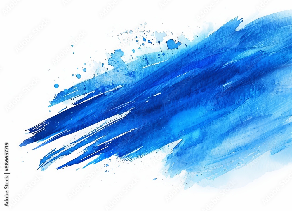 The stain of blue watercolor has been painted on a white background, then the blot has been drawn on that white background. The stain of blue watercolor has been painted on a white background, then the blot has been drawn on that white background.