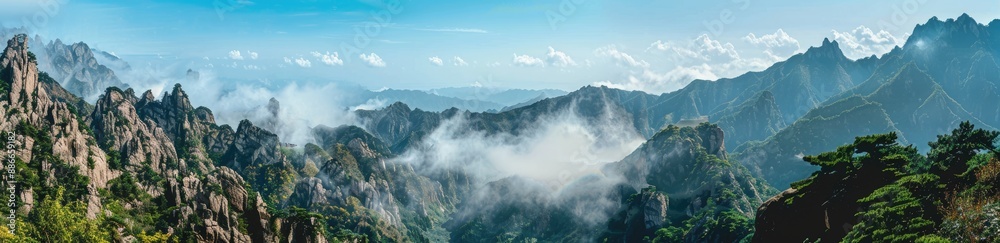 Fototapeta premium Misty Mountain Range Landscape