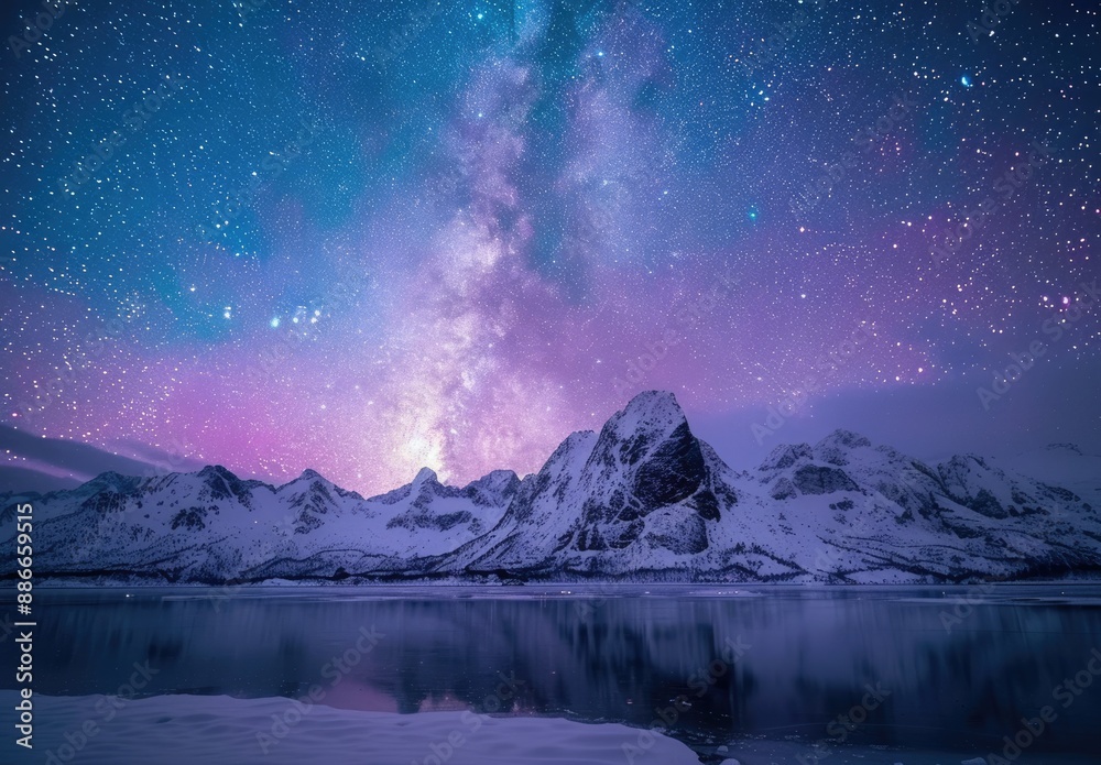 Milky Way Over Snowy Mountains