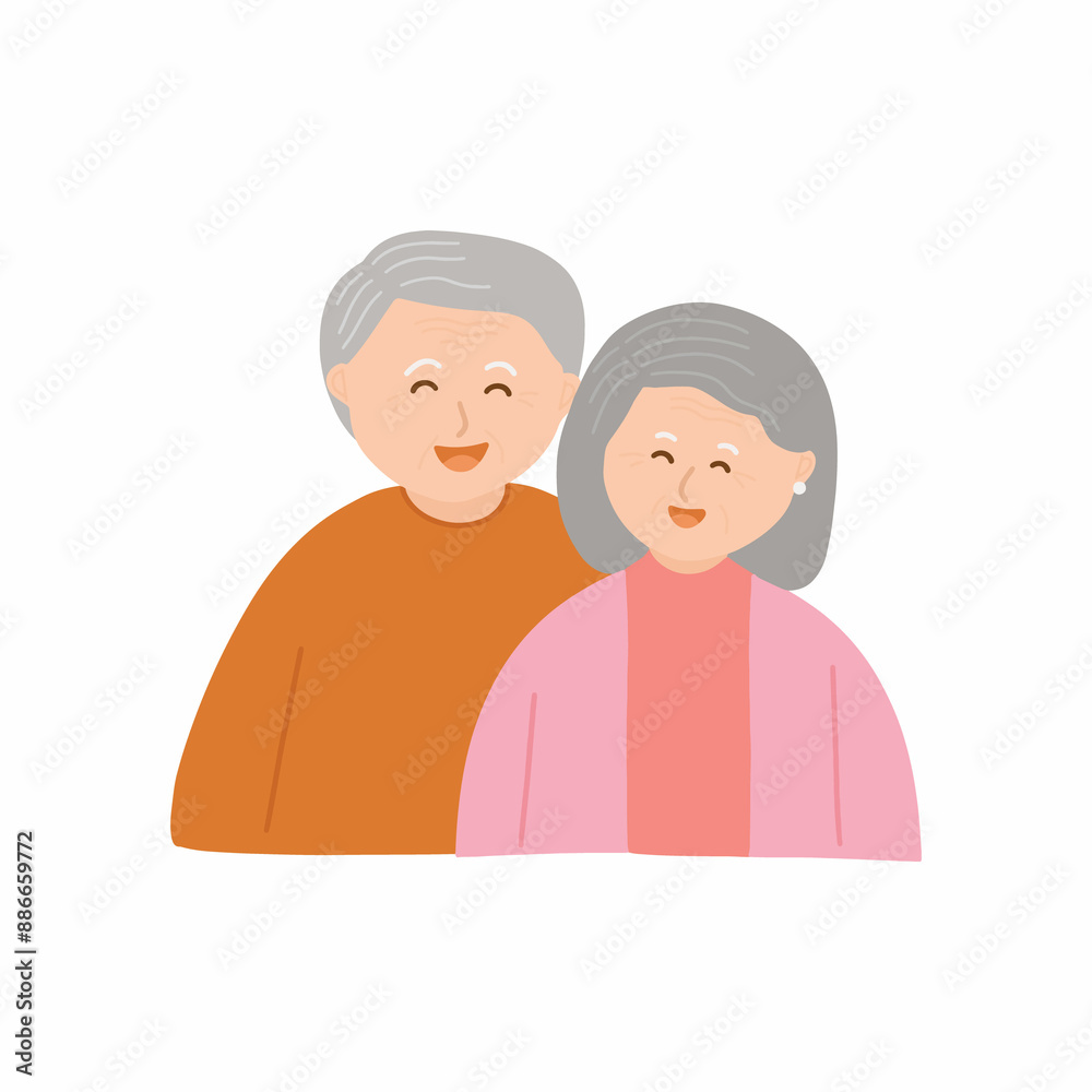 Grandparents Cartoon Style Illustration Grandparents Cartoon Style Illustration