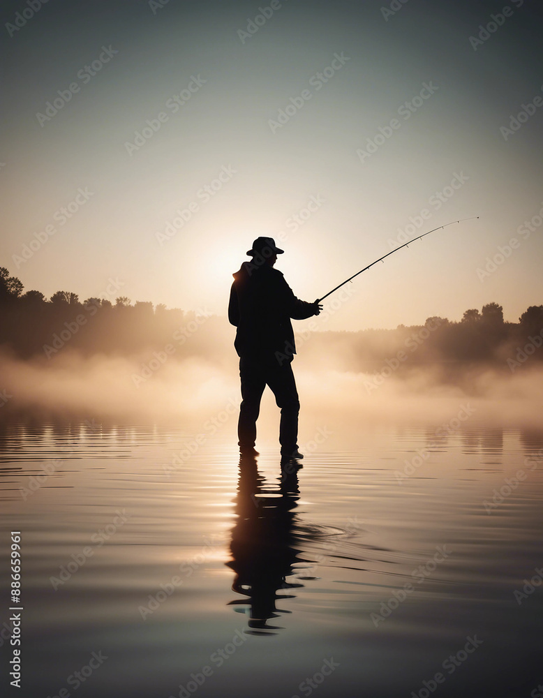 the silhouette of a man fishing in his boat on the mirror-bright and calm river
the silhouette of a man fishing in his boat on the mirror-bright and calm river