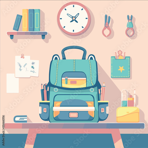 back to school - bag, book and pen