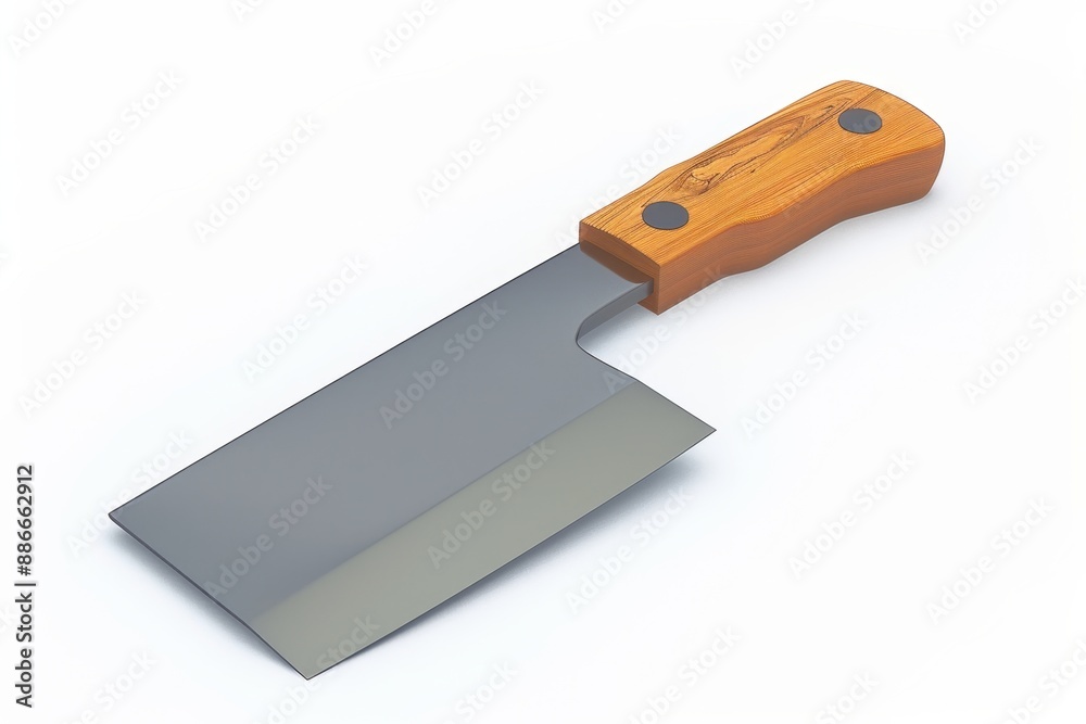 Cleaver minimalist, 4k 3d render, isometric on Isolate white background Cleaver minimalist, 4k 3d render, isometric on Isolate white background