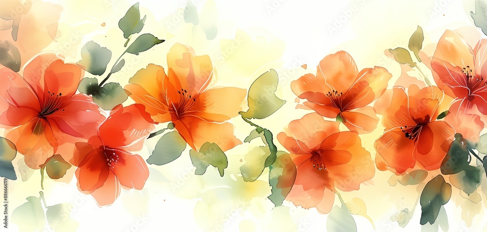 A watercolor painting of a bouquet of red flowers. The flowers are arranged in a line, with some overlapping and others standing alone. The overall mood of the painting is serene and peaceful A watercolor painting of a bouquet of red flowers. The flowers are arranged in a line, with some overlapping and others standing alone. The overall mood of the painting is serene and peaceful
