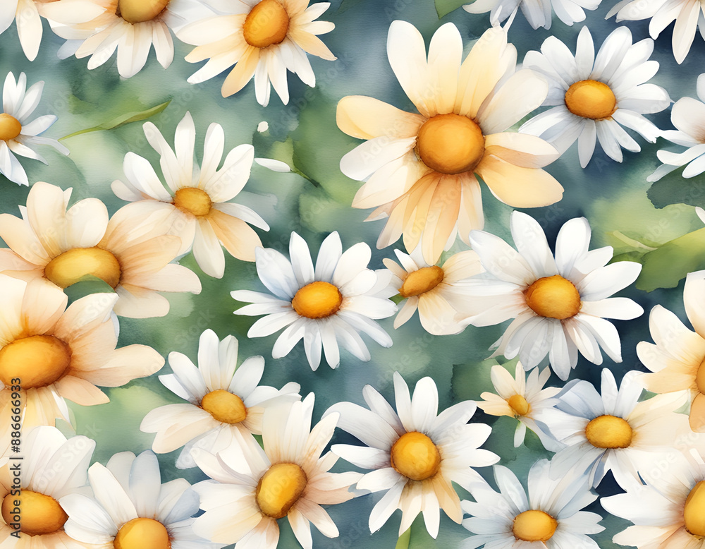 Watercolor daisy background Watercolor daisy background