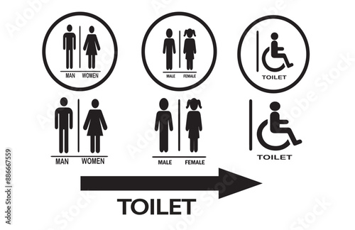 Unisex Toilet Arrow Right Sign