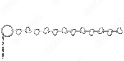 Stunning Silver Chain Isolated On White Background, Realistic Horizontal Jewelry Vector Illustration.	