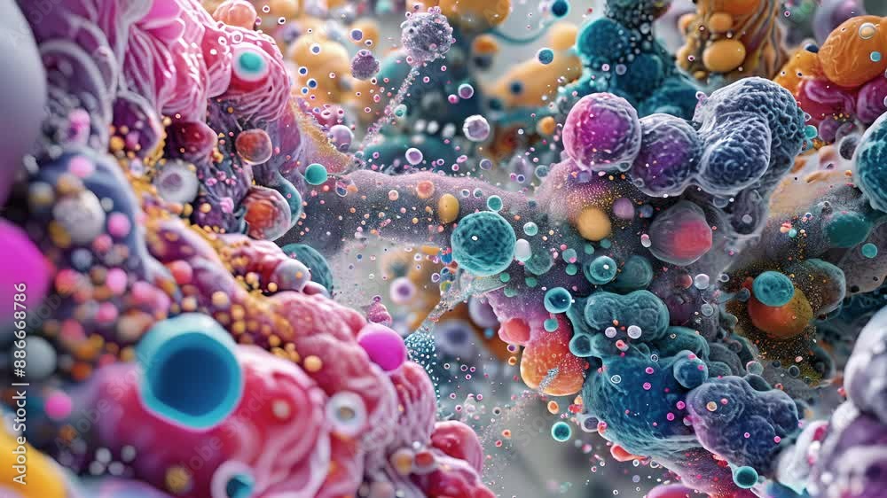 An electron micrograph showcasing the various complexes of the electron transport chain responsible for extracting energy from highenergy electrons during cellular respiration.