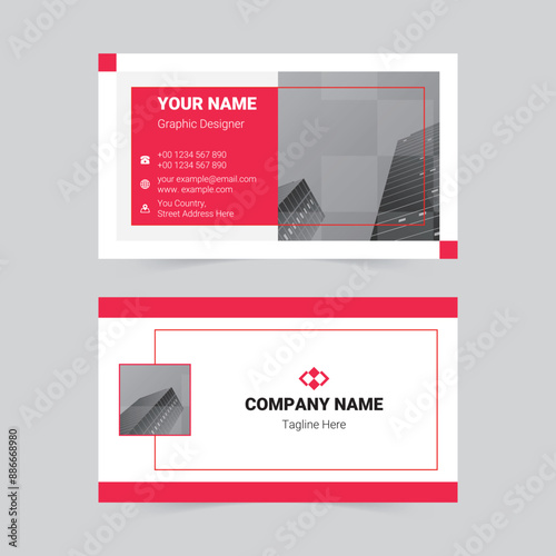 Red modern company business card template