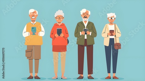 Senior People Using Smartphones.